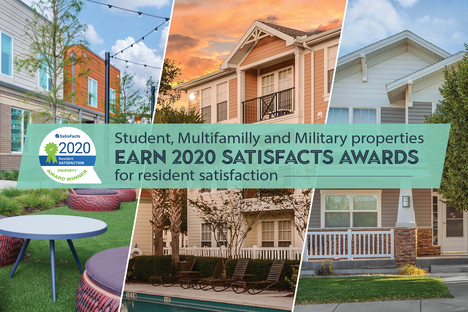 Student, Multifamily and Military properties earn 2020 SatisFacts Awards for resident satisfaction